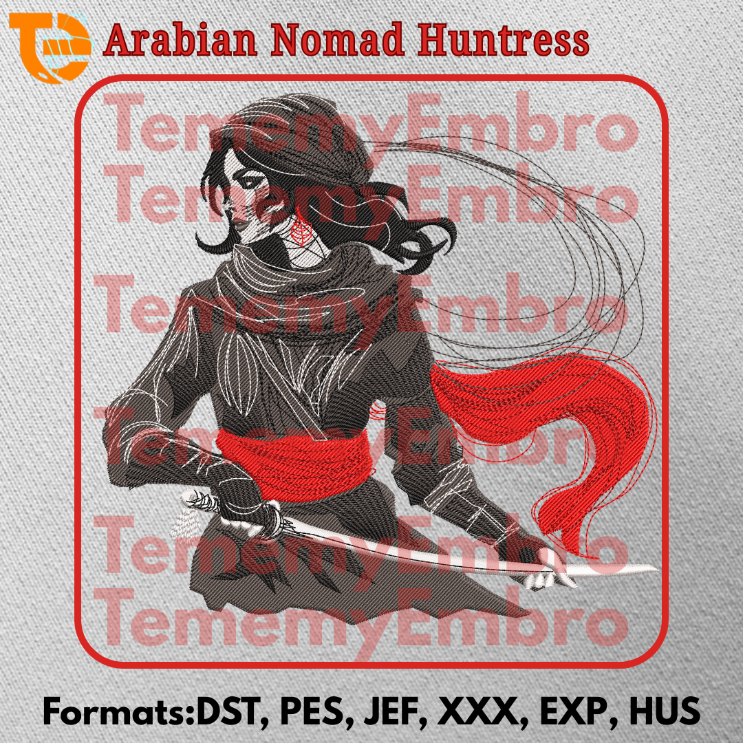 Arabian Nomad Huntress Embroidery Design