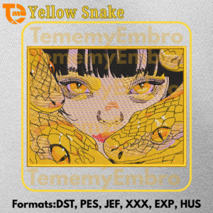 Yellow Snake Anime Embroidery Design Exclusive Art