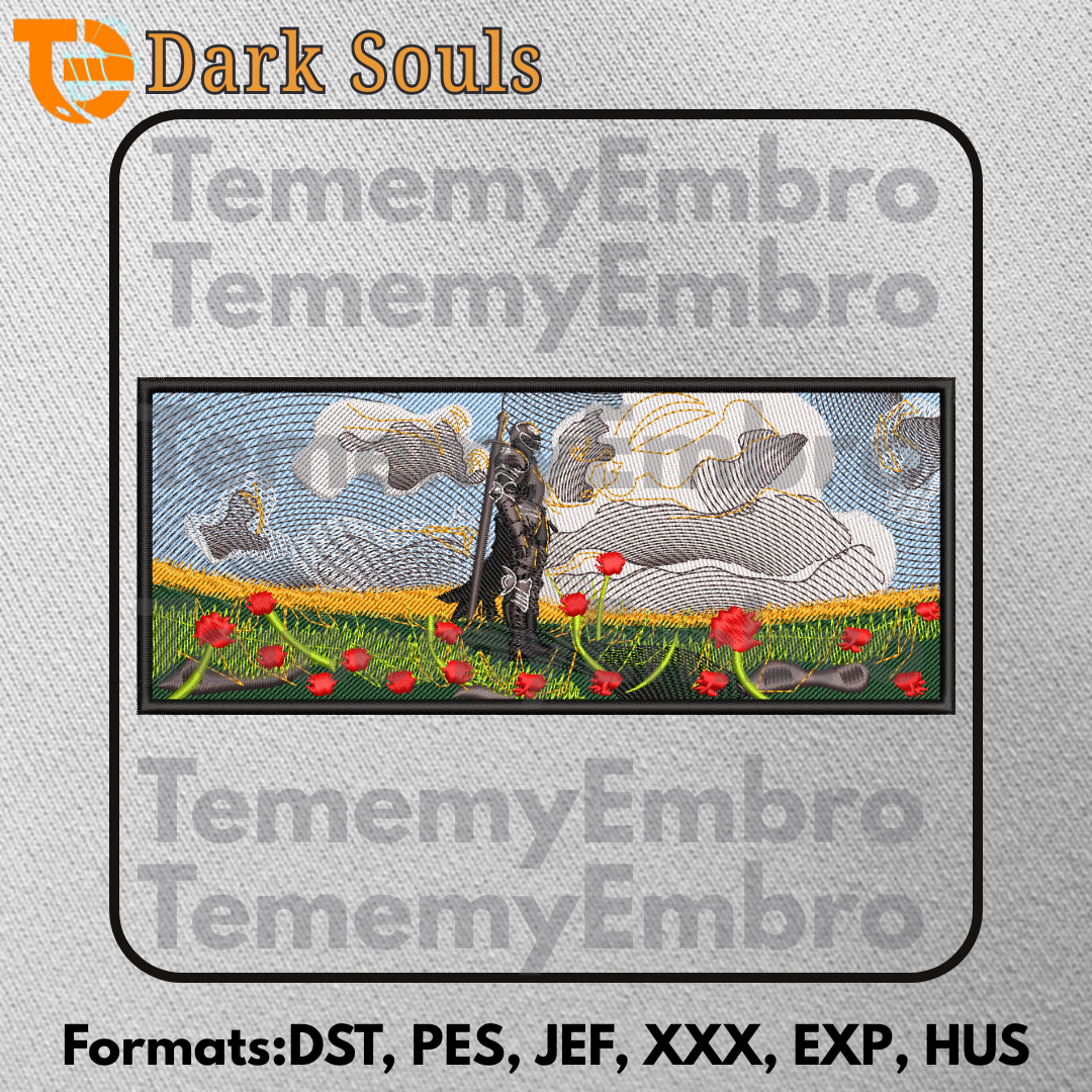 Dark Souls Knight Standing Embroidery Design Final Journey Art