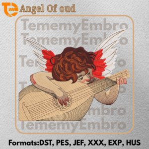 Angel of Oud Embroidery Design - Musical Angel with Lute Manual Digitizing Pattern