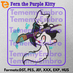 Fern Frieren Beyond Journeys End Anime Cat Embroidery Art Purple Kitty