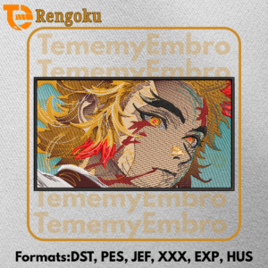Kyojuro Rengoku Demon Slayer Anime Embroidery Art Flame Hashira