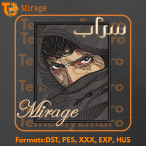 Mirage Arabian Warrior Eyes Embroidery Design with Arabic Calligraphy - Premium Edition