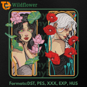 Wildflower Machine Embroidery Bundle Lotus and Poppy Duo by Tememy