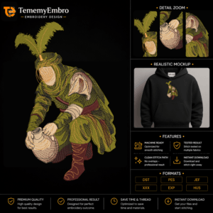 TememyEmbro | High-Quality Digital Embroidery Designs - TememyEmbro Imam Al-Abbas Embroidery Design with detailed green vestments and manual pathing by TememyEmbro