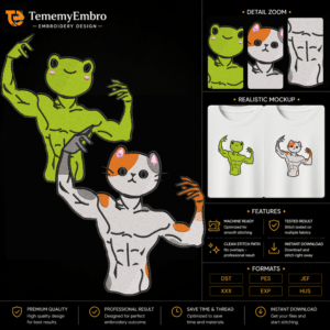 TememyEmbro | High-Quality Digital Embroidery Designs - TememyEmbro Giga Frog and Giga Cat Embroidery Design